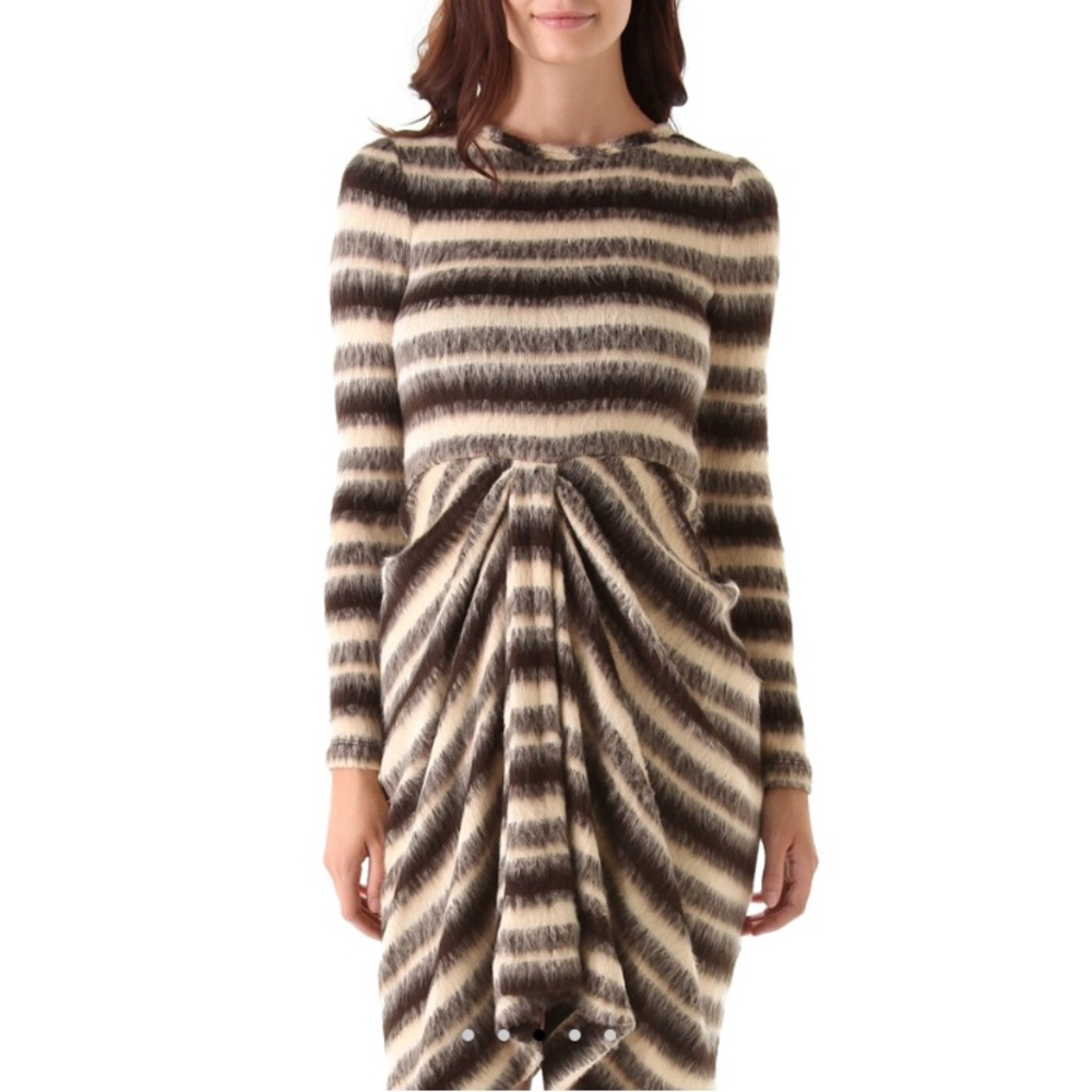 Thakoon || Gathered Front Striped Sweater Dress